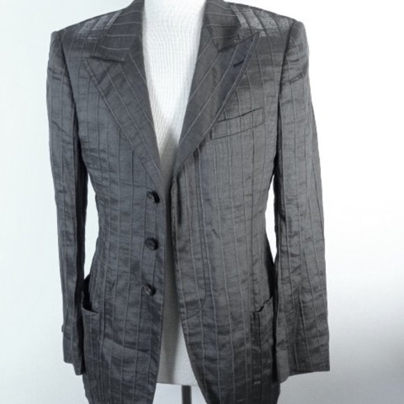 GIORGIO ARMANI black label ITALY linen metallic blazer Italy i46 38 - Picture 3 of 6